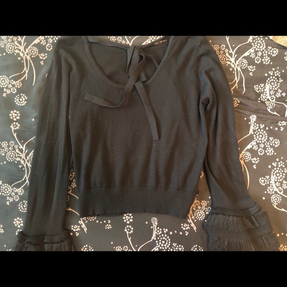 Forever 21 Black Embellish Sleeve Long Sleeve Top - Picture 2 of 3